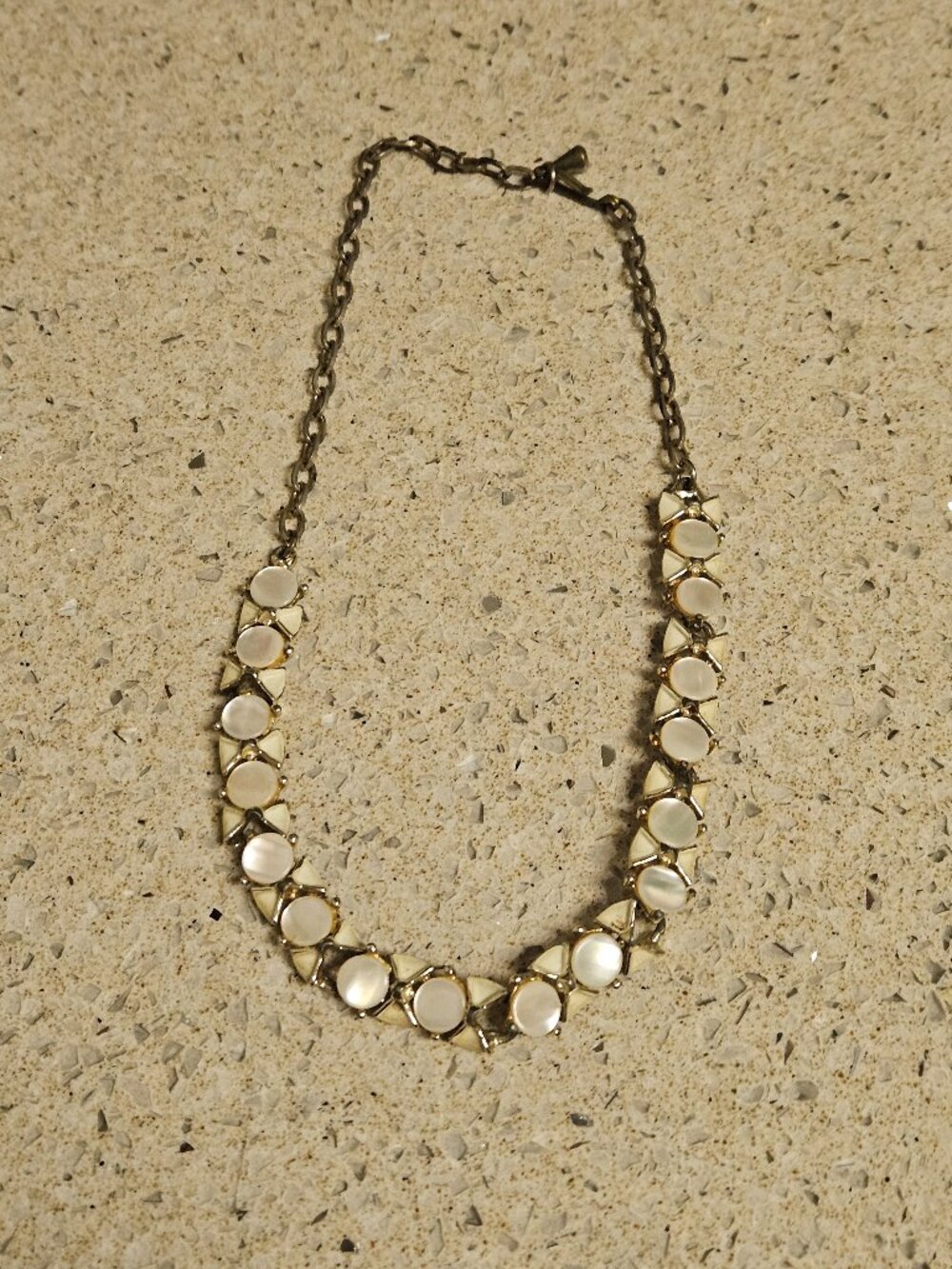 Vintage MCM Pearlescent Gold Tone Necklace - 17.5"